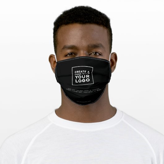 Black and White Company Business Logo Adult Cloth Face Mask (Worn)
