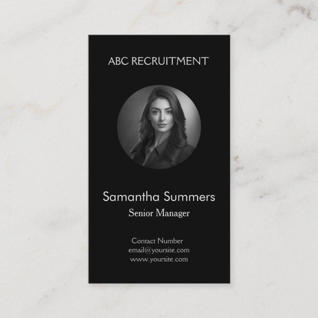 Black and White Company Profile Photo on  Business Card (Front)