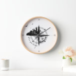 Black and white compass with nature landscape clock<br><div class="desc">Beautiful compass design featuring nature landscapes and custom quote.
This item is a part of the "TIME" collection where you can find various designs 
for this product.
Thank you for visiting my store.
Enjoy your shopping!</div>