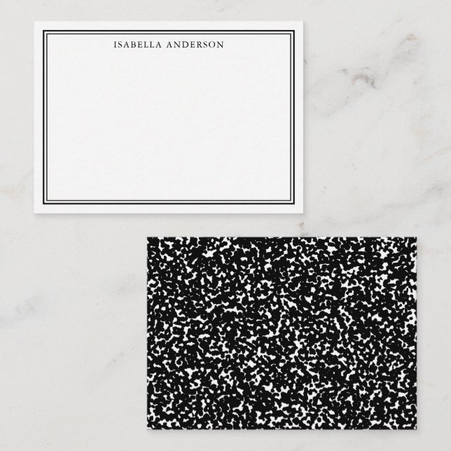 Black and White Composition Book Personalized Note Card (Front/Back)