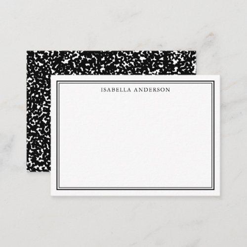 Black and White Composition Book Personalized Note Card