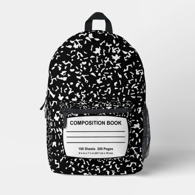 Black and White Composition Notebook Backpack (Front)