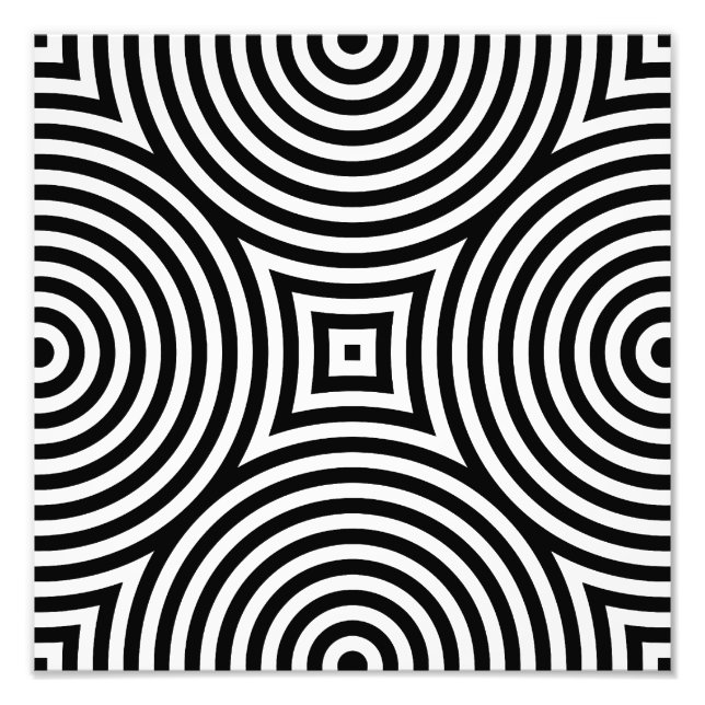 Black and White Concentric Circles Pattern Photo Print (Front)