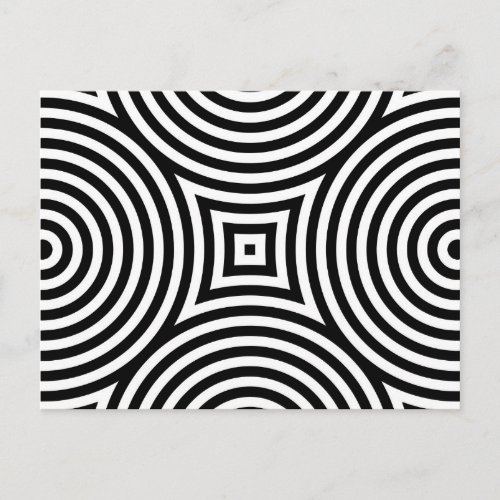 Black and White Concentric Circles Pattern Postcard