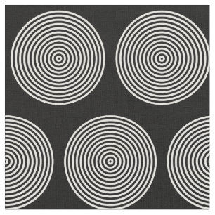 Black and White Concentric Ring Dots Fabric