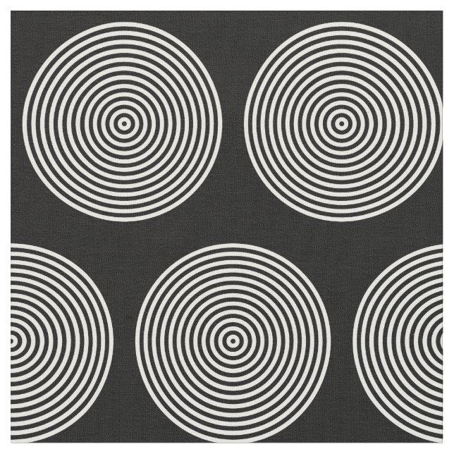 Black and White Concentric Ring Dots Fabric (Close Up)