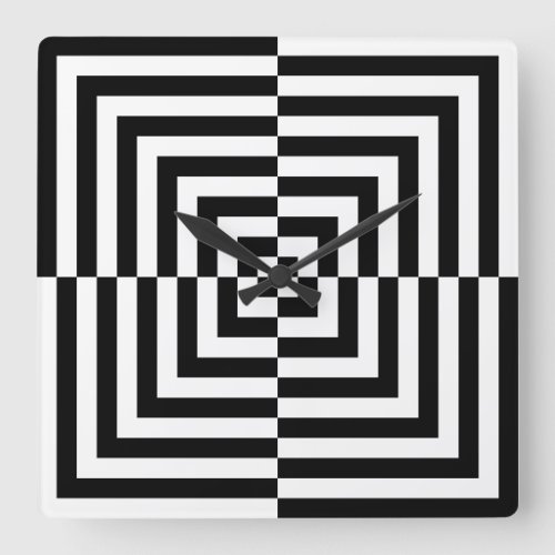Black and White Concentric Square Optical Art Wall Clock