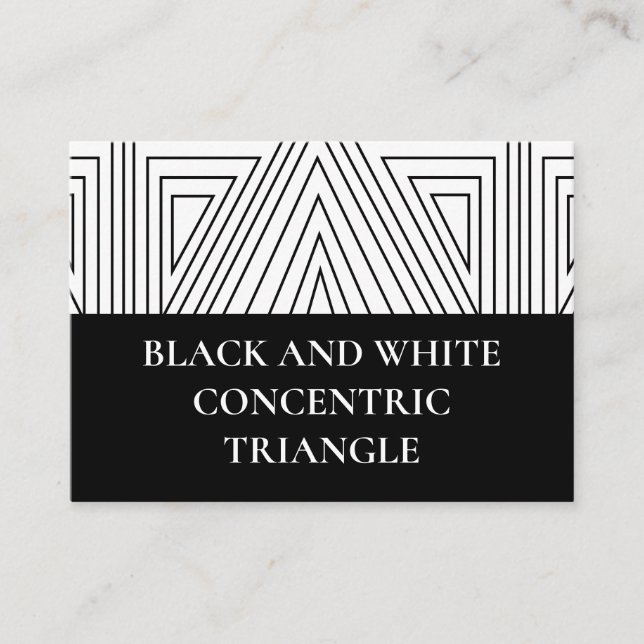 Black and White Concentric Triangle  Business Card (Front)