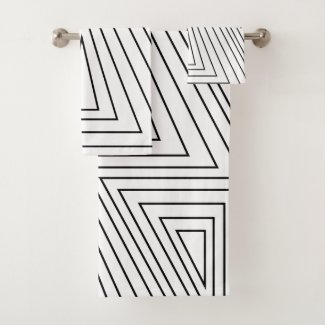 Black and White Concentric Triangle Pattern   