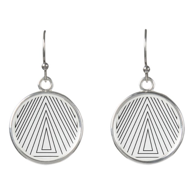 Black and White Concentric Triangle Pattern   Earrings (Front)