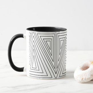 Black and White Concentric Triangle Pattern  
