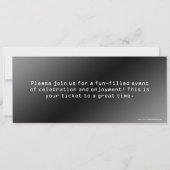 Black and White Concert Ticket Birthday Party Invitation (Back)