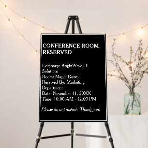 Black and White Conference Room Reserved Sign