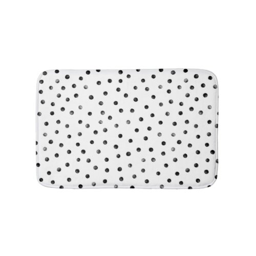 Black And White Confetti Dots Bathroom Mat