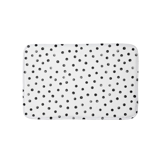 Black And White Confetti Dots Bathroom Mat (Front)