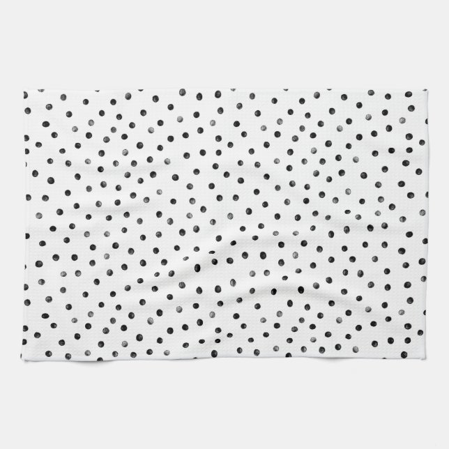 Black And White Confetti Dots Towel (Horizontal)