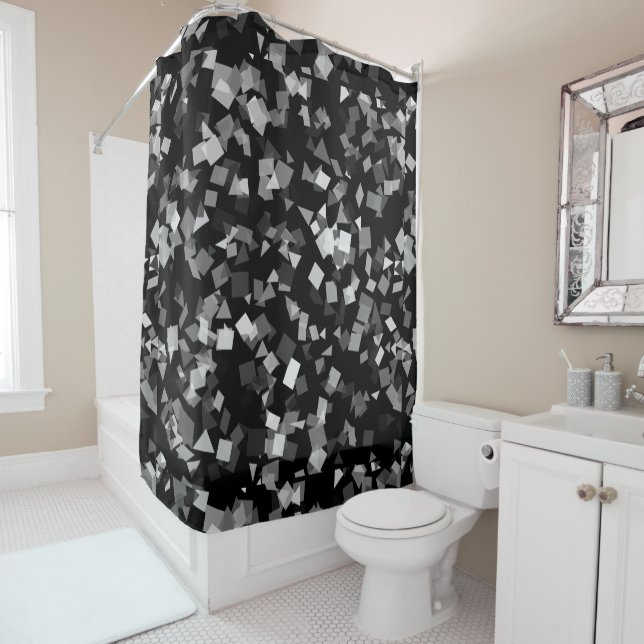 Black and White Confetti Shower Curtain (In Situ)