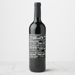 Black and White Congrats Grad Wine Label