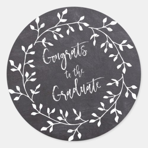 Black and White Congrats to the Grad Chalkboard Classic Round Sticker