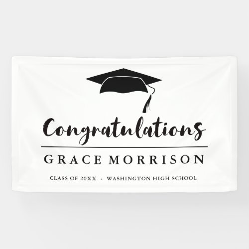 Black and White Congratulations Graduation Banner