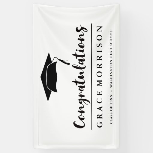 Black and White Congratulations Graduation Banner | Zazzle