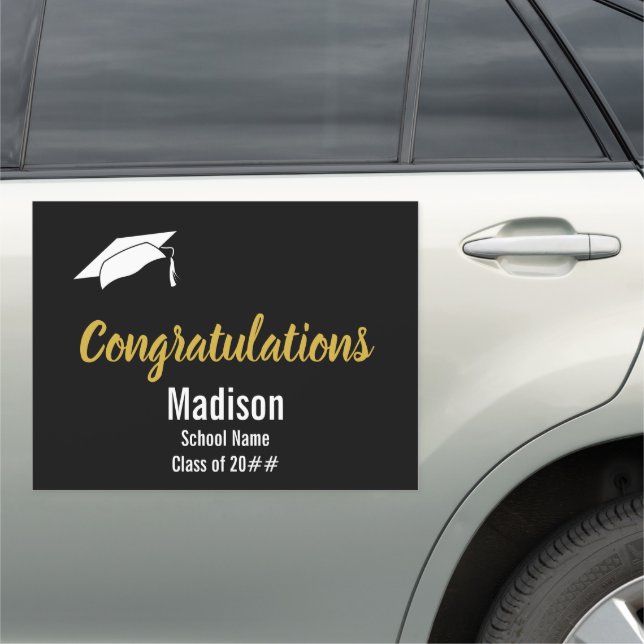 Black and White Congratulations to the Graduate Car Magnet (In Situ)