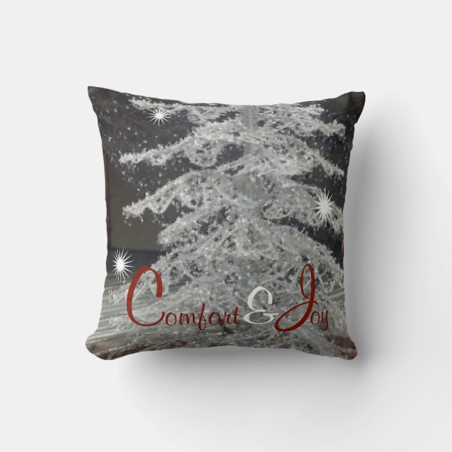 Black And White Contemporary Christmas Tree Throw Pillow (Front)
