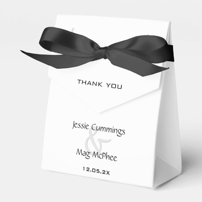 Black and White Contemporary  Favor Boxes (Front Side)