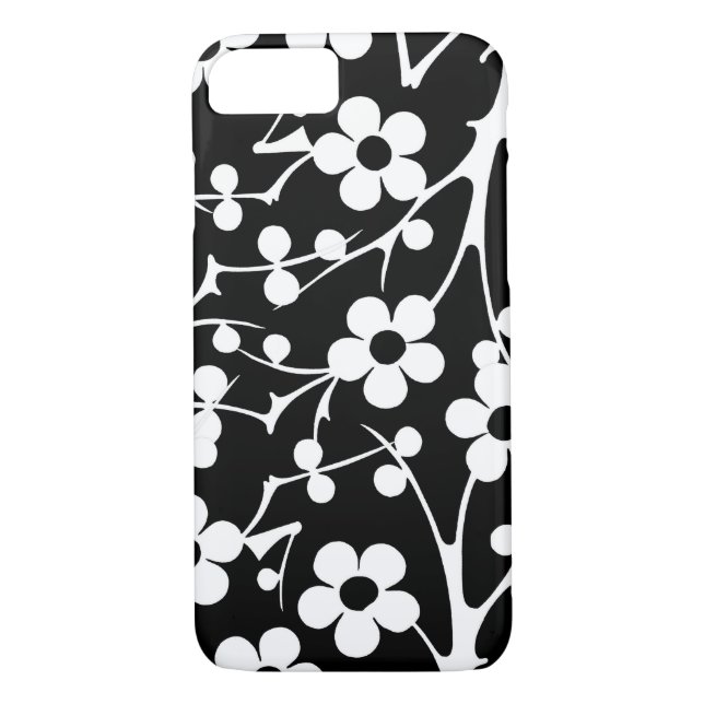 Black and White Contemporary Floral Case-Mate iPhone Case (Back)