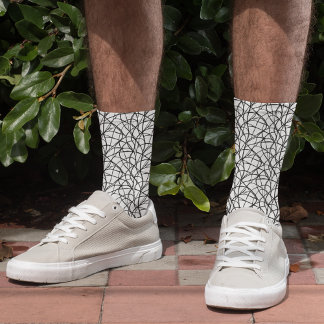 Black and White Contemporary Line Art Socks
