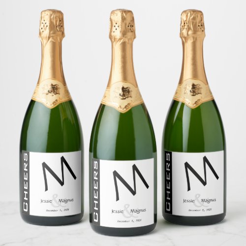 Black and White Contemporary Sparkling Wine Label