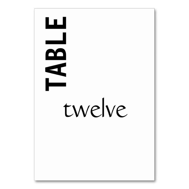Black and White Contemporary Table Number (Front)