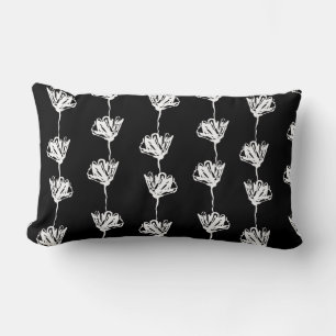 Black and White Contemporary Tulip Stripe Lumbar Pillow
