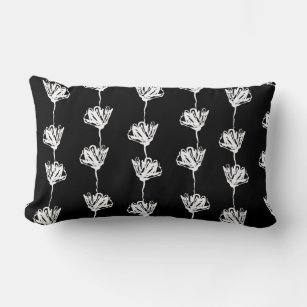 Black and White Contemporary Tulip Stripe Pillow