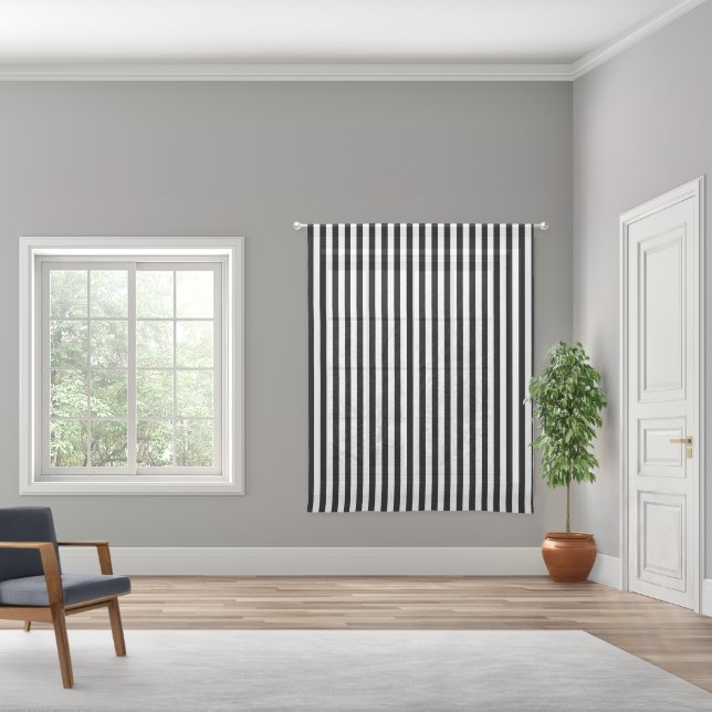 Black and White Contemporary Vertical Stripes Sheer Curtains (Wide)