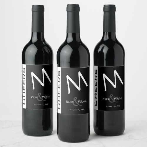 Black and White Contemporary Wine Label
