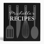 Black and white cooking utensil recipe binder book | Zazzle