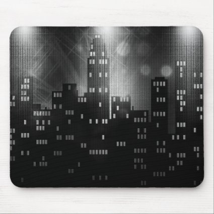 Black and white cool city skyline mouse pad