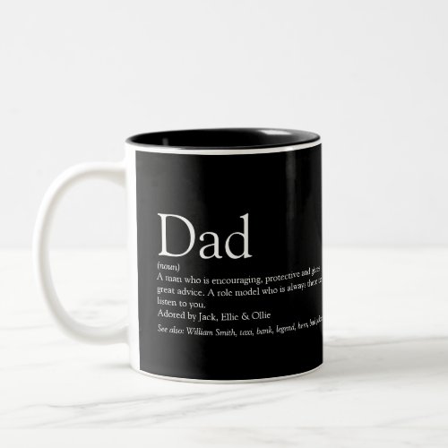 Black and White Cool Dad Daddy Father Definition Two_Tone Coffee Mug