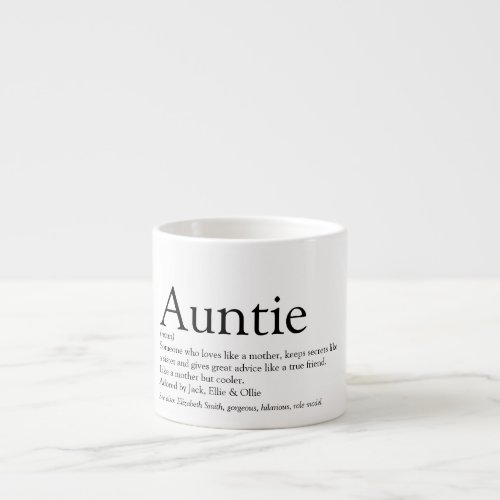 Black and White Cool Fun Aunt Auntie Definition Espresso Cup