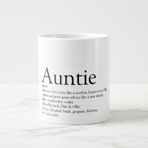 Black and White Cool Fun Aunt Auntie Definition Giant Coffee Mug