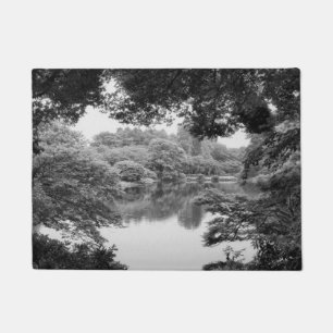 Black and white, cool, unique nature and lake doormat