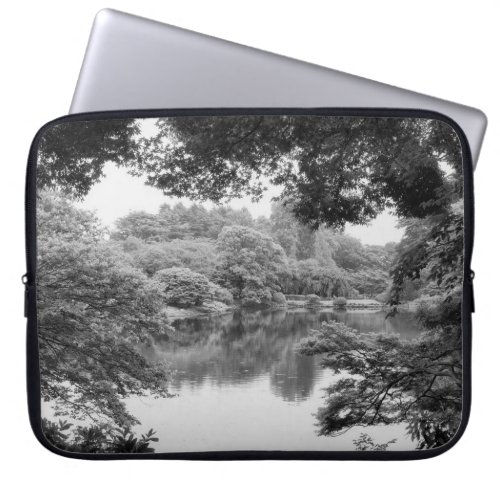Black and white cool unique nature and lake laptop sleeve