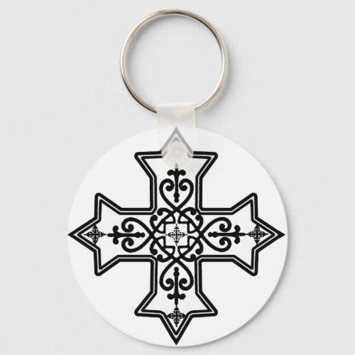 Black and White Coptic Cross Keychain