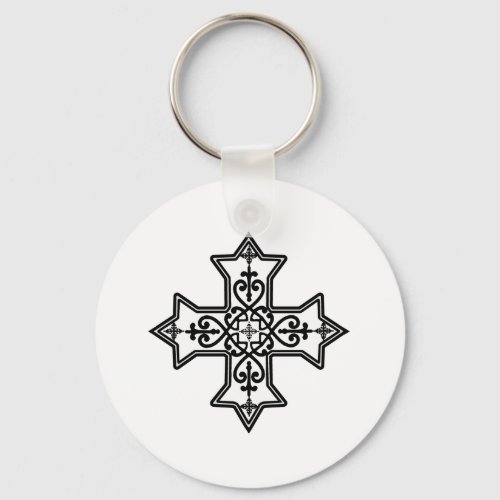 Black and White Coptic Cross Keychain