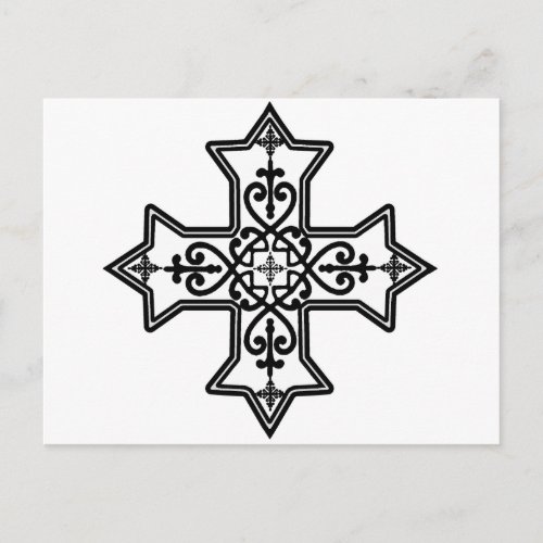 Black and White Coptic Cross Postcard