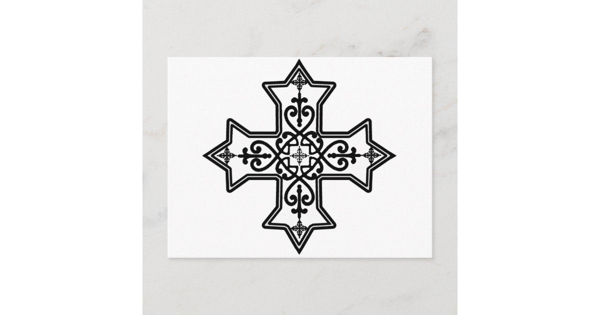 Black and White Coptic Cross Postcard | Zazzle