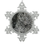 Black and White Coral I Abstract Nature Photo Snowflake Pewter Christmas Ornament