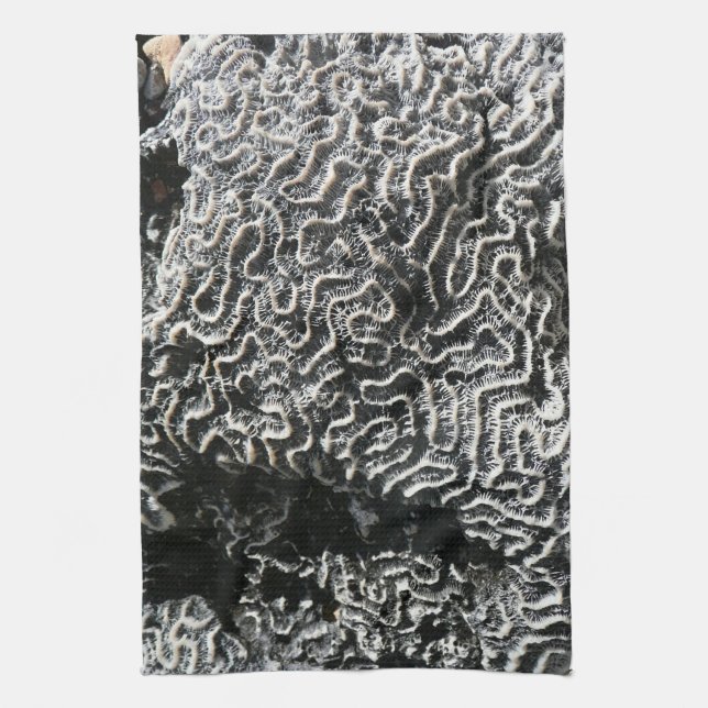 Black and White Coral I Abstract Nature Photo Towel (Vertical)