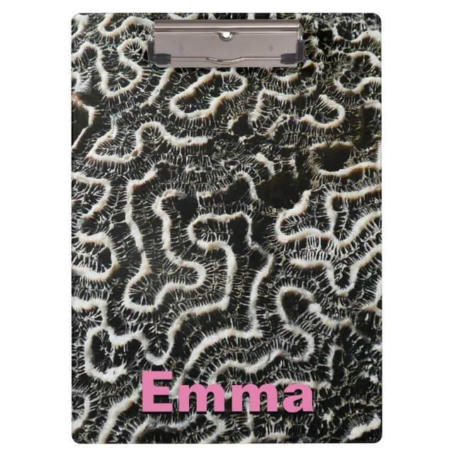 Black and White Coral II Abstract Nature Photo Clipboard (Front)